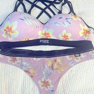 Pink panties and bra set